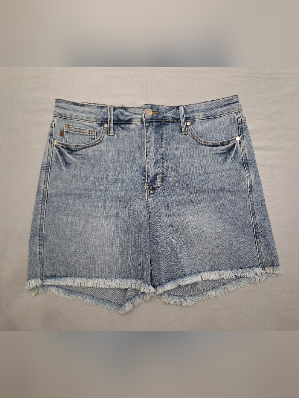 Judy Blue  Los Angeles Light Blue Stretch Denim Shorts with Frayed Hem
